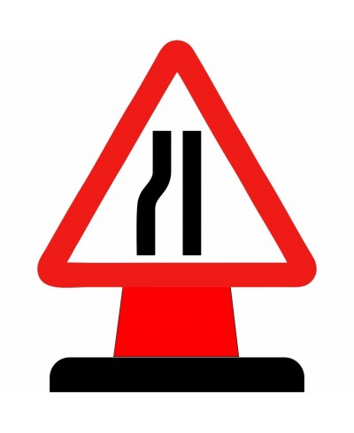 Road Narrows On Left Cone...