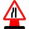 Road Narrows On Left Cone Sign 600mm Triangle - 3mm Aluminium Composite