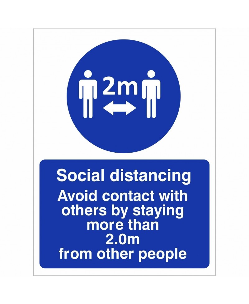 Avoid contact with others by staying more than 2.0m Social distancing sign