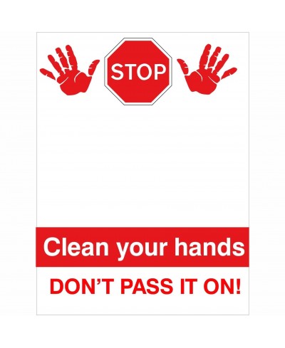 Clean Your Hands Don't Pass It On Sign 450mm x 600mm - 3mm Aluminium Composite Board