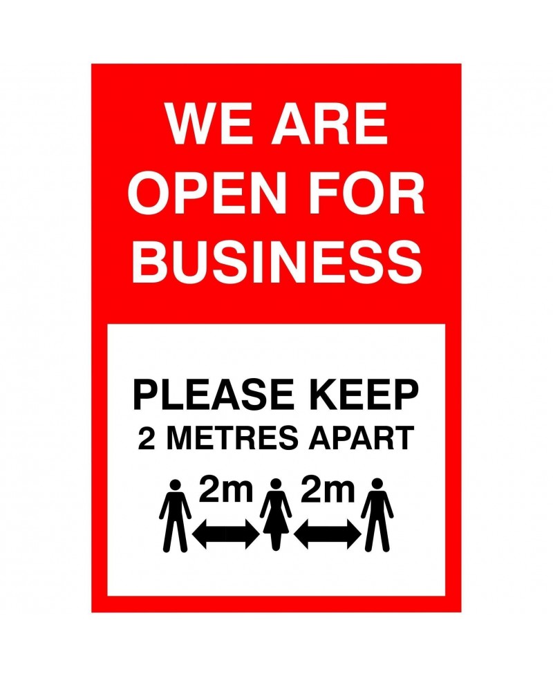 We Are Open For Business Sign 200mm x 300mm - Rigid Plastic