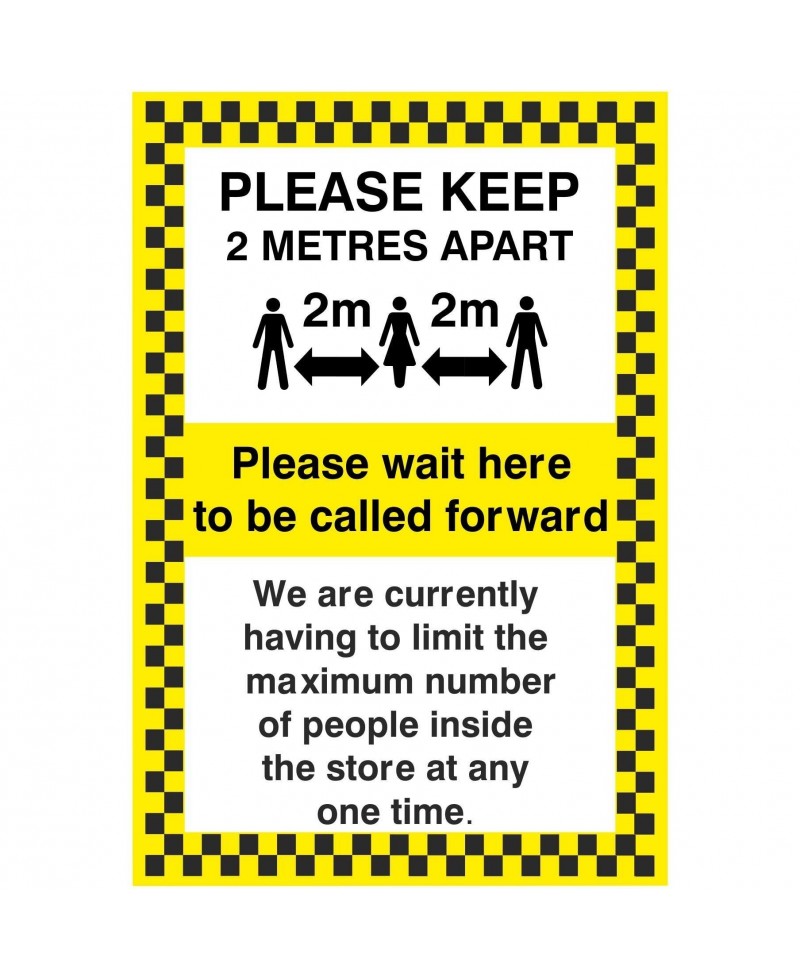 Please Keep 2 Metres Apart Sign 200mm x 300mm - Rigid Plastic