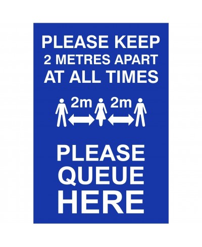 Please Keep 2 Metres Apart At All Times Sign 200mm x 300mm - Rigid Plastic