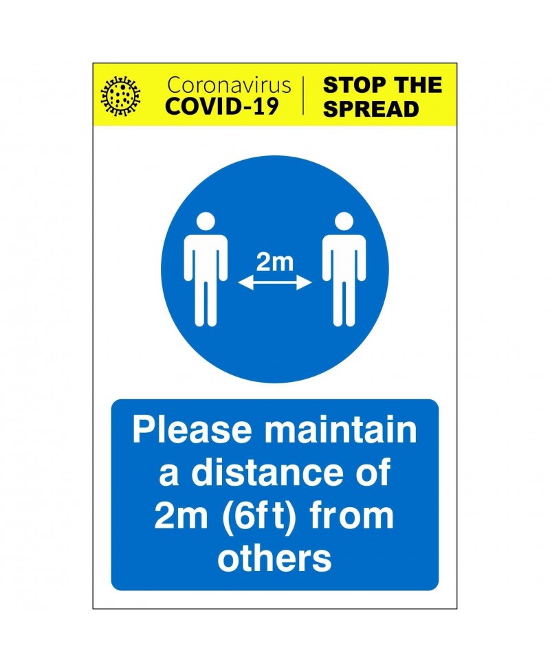 Please Maintain A Distance Of 2m From Others Covid 19 Sign