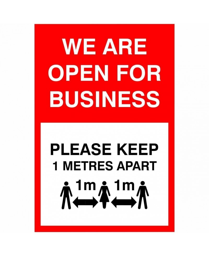 We Are Open For Business Sign 200mm x 300mm - Rigid Plastic - 1 Metre