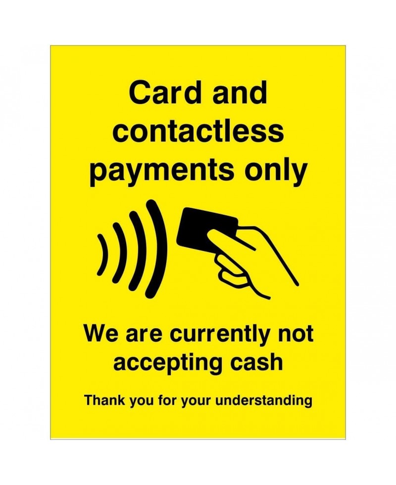 Card and Contactless Payments Only Sign