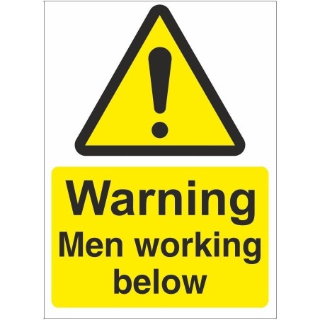 Warning Men Working Below Sign