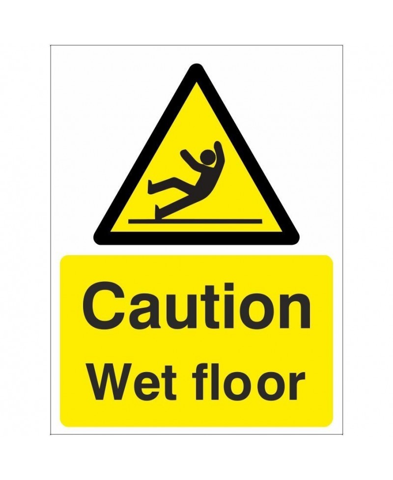 Caution Wet Floor Warning Sign - 150mm x 200mm