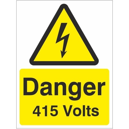 Danger 415 Volts Electrical Sign - 150mm x 200mm | Rainbow Safety