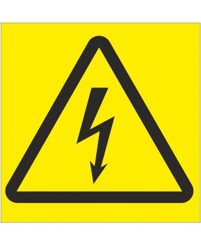 Voltage Symbol Electrical Sign With Yellow Background 100mm x 100mm