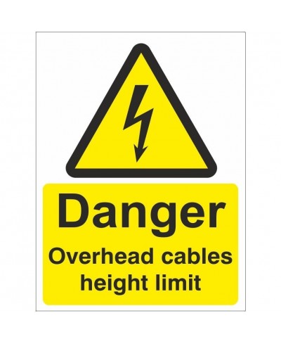 Danger Overhead Cables Height Limit Electrical Sign - 450mm x 600mm