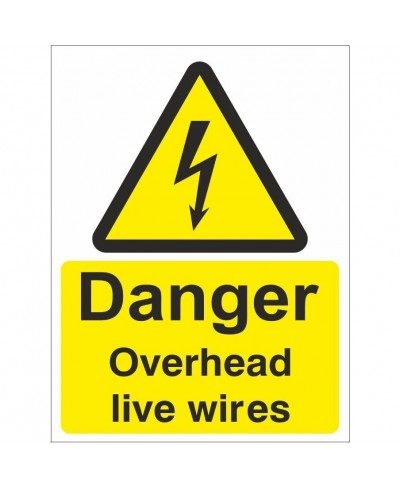 Danger Overhead Live Wires Electrical Sign - 300mm x 400mm