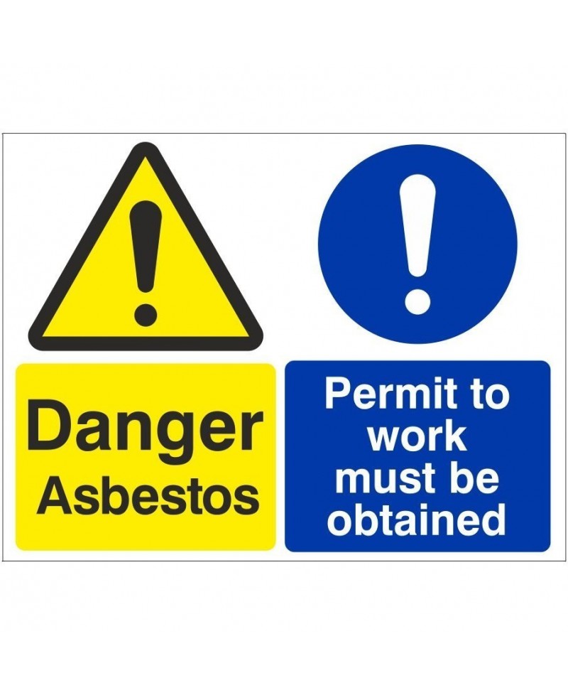 Danger Asbestos Permit To Work Must Be Obtained Sign 600mm x 450mm