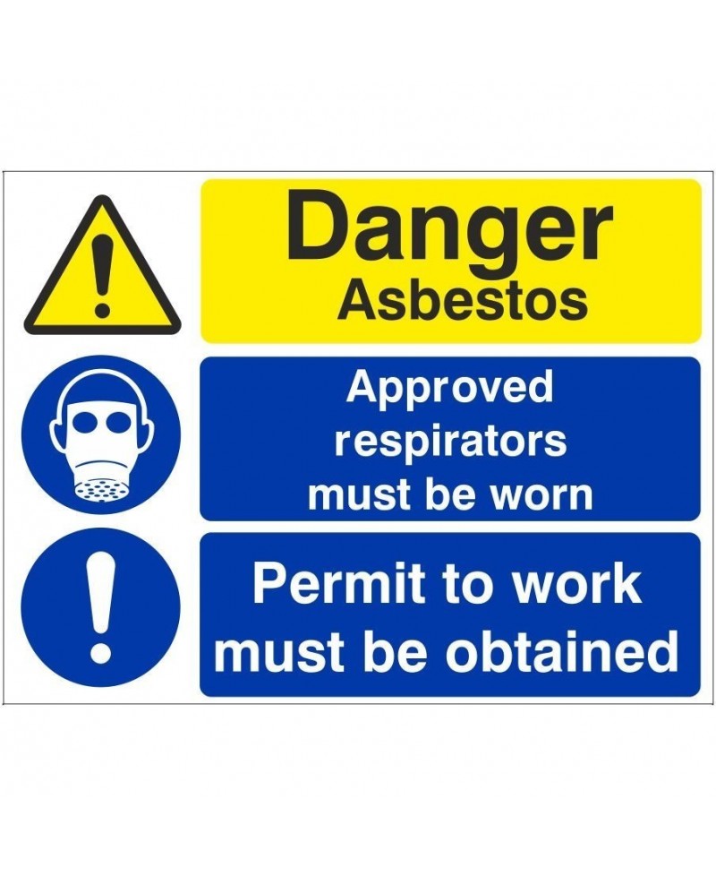 Danger Asbestos Approved Respirators Must Be Worn Sign 400mm x 300mm