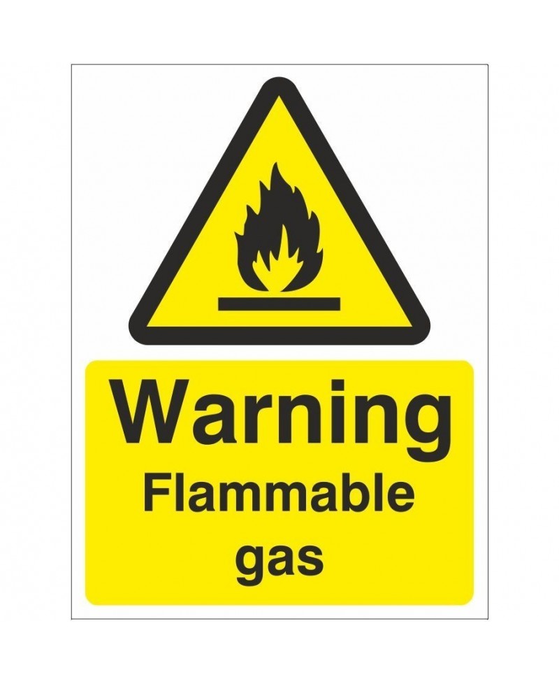 Warning Flammable Gas Sign - 150mm x 200mm
