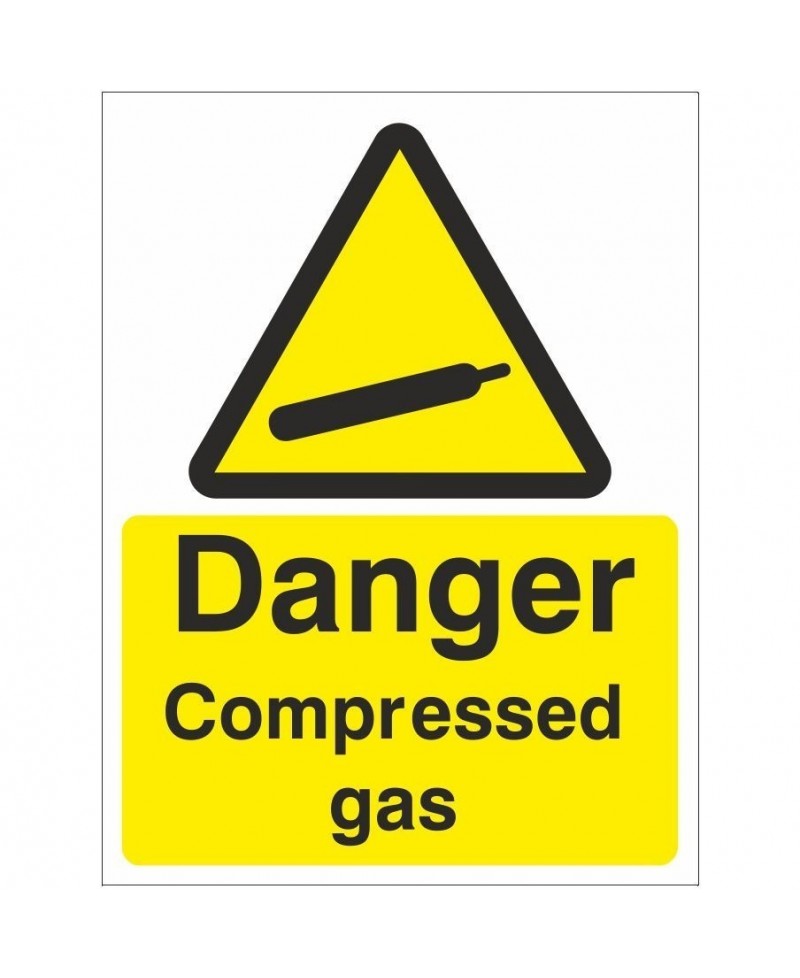 Compressed Gas Warning Caution Sign Sticker health And Safety 150mm 