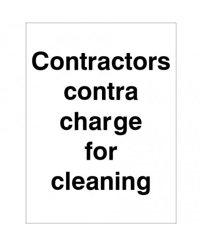 Contractors Contra Charge For Cleaning Sign