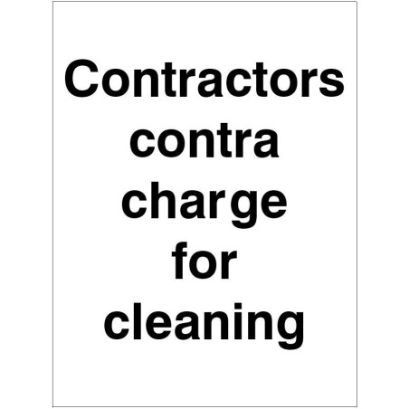 Contractors Contra Charge For Cleaning Sign