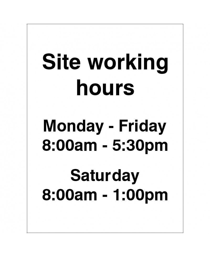 Site Working Hours Sign