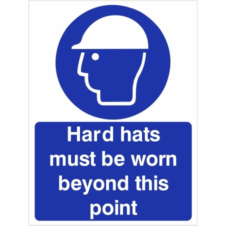 Hard Hats Must Be Worn Beyond This Point Sign