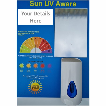 Sun Cream Sign Dispenser Complete With Mirror And Dispenser - 3mm Aluminium Composite