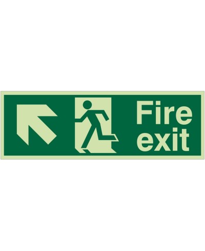 Photoluminescent Fire Exit Arrow Up Left Sign