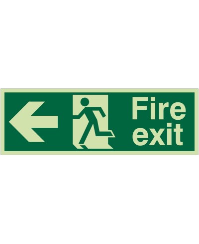 Photoluminescent Glow In the Dark Fire Exit Left Sign