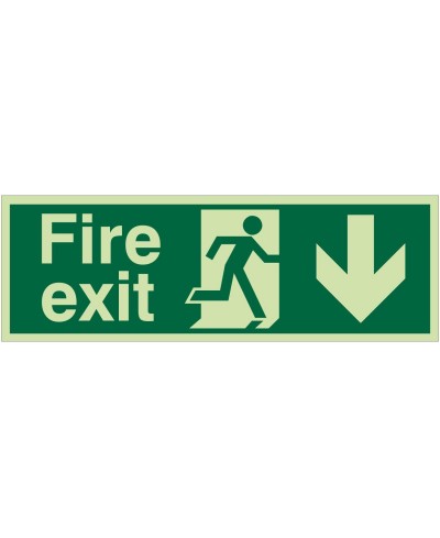 Photoluminescent Fire Exit Arrow Down Sign