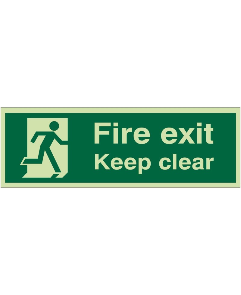 Photoluminescent Fire Exit Keep Clear Sign
