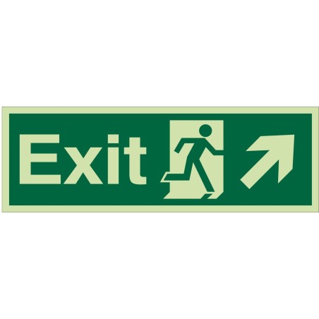 Photoluminescent Exit Arrow Up Right Sign