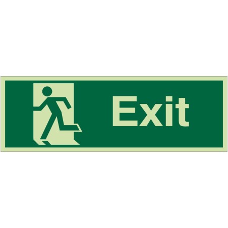 Glow in the Dark Exit Man Running Left Sign