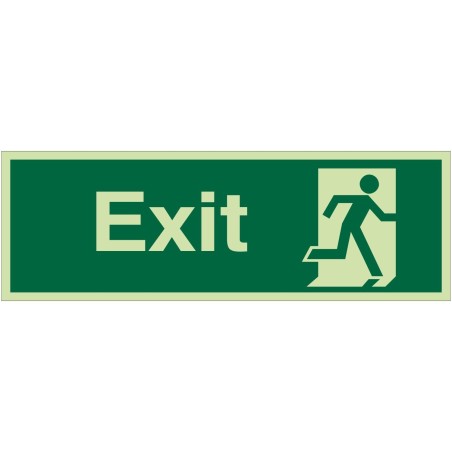 Glow in the Dark Exit Man Running Right Sign