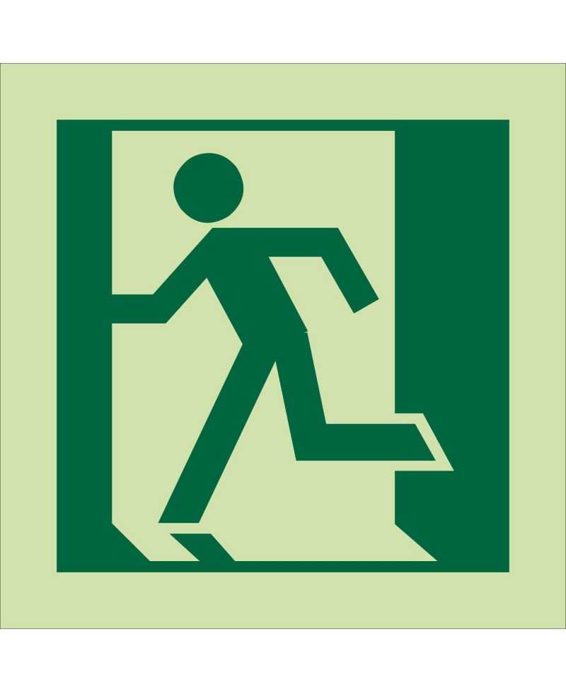 Photoluminescent "Man Running Left" Symbol Sign