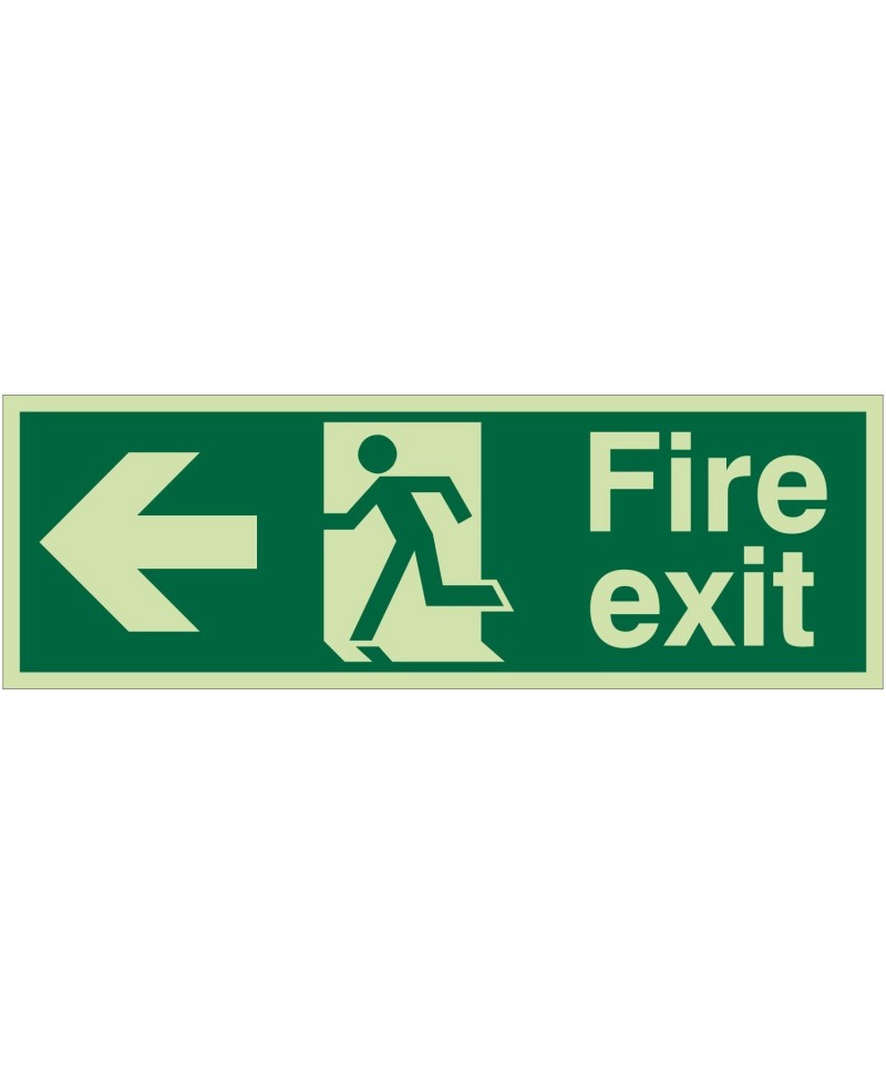 Extra Large Glow in the Dark Fire Exit Left Sign