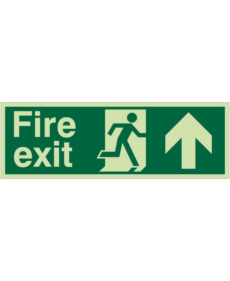 Extra Large Glow in the Dark Fire Exit Up Sign 900mm x 300mm