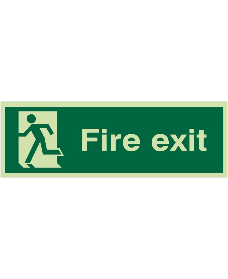 Extra Large Glow in the Dark Fire Exit Running Man Left Sign