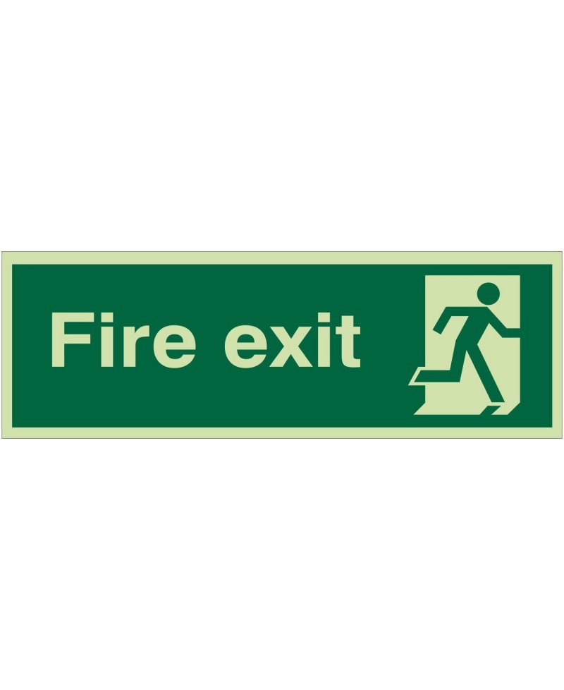 Extra Large Glow in the Dark Fire Exit Running Man Right Sign