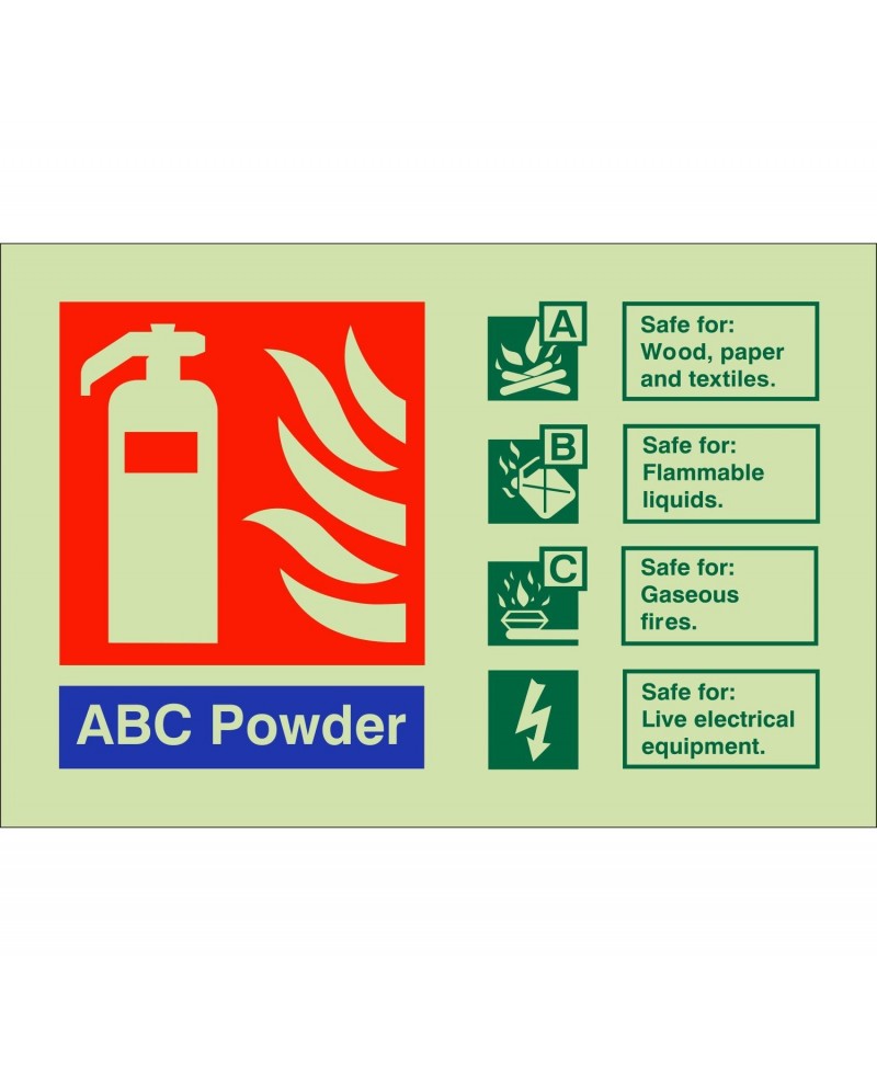 Glow In the Dark ABC Powder Fire Extinguisher Sign
