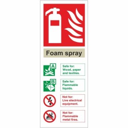 Foam Spray Fire Extinguisher ID Sign Foam Spray Fire Extinguisher ID Sign
