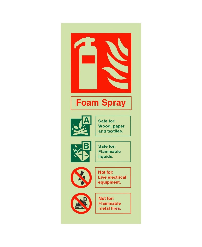 Glow in the Dark Foam Spray Fire Extinguisher Sign