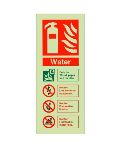Glow in the Dark Water Fire Extinguisher Sign