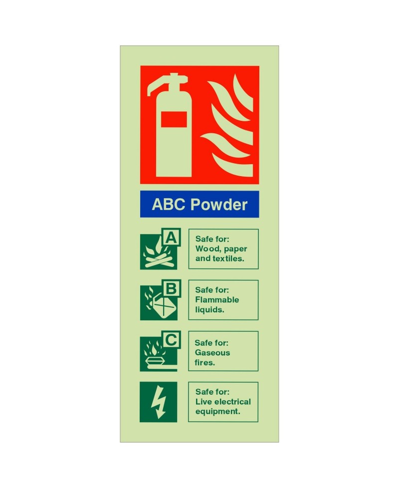 Glow in the Dark ABC Powder Fire Extinguisher Sign