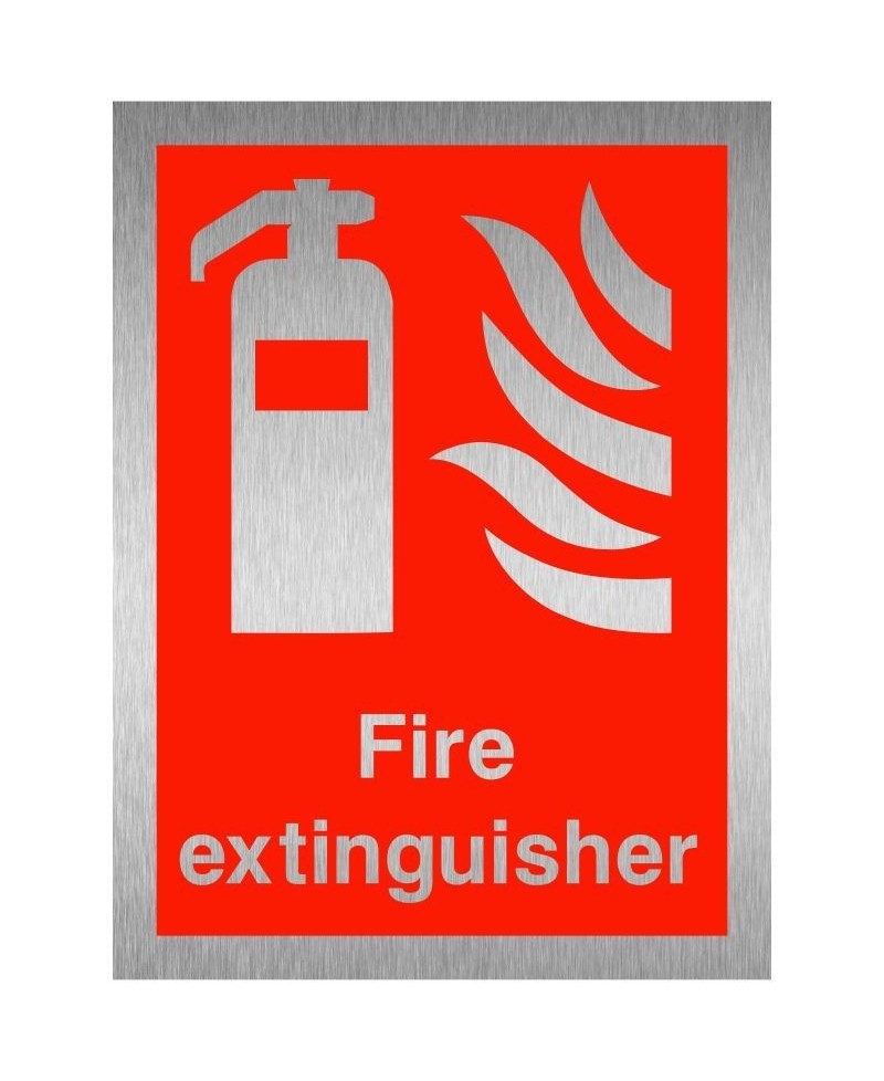 Fire Extinguisher Brushed Aluminium Sign