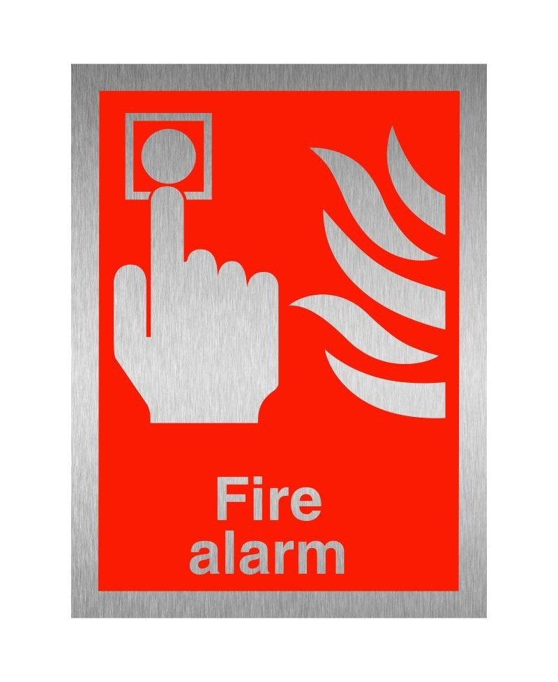 Fire Alarm Brushed Aluminium Sign