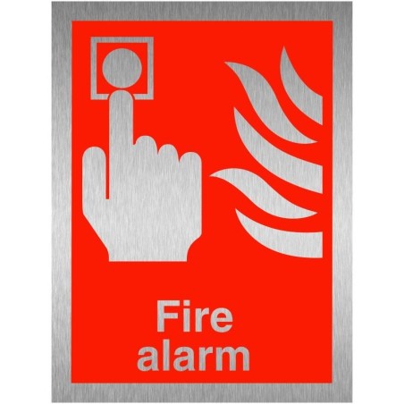 Fire Alarm Brushed Aluminium Sign