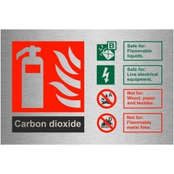 Brushed Aluminium Effect Carbon Dioxide Fire Identification Sign Brushed Aluminium Effect Carbon Dioxide Fire Identification Sign