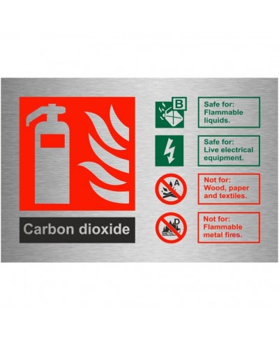 Carbon Dioxide Fire Identification Brushed Aluminium Sign