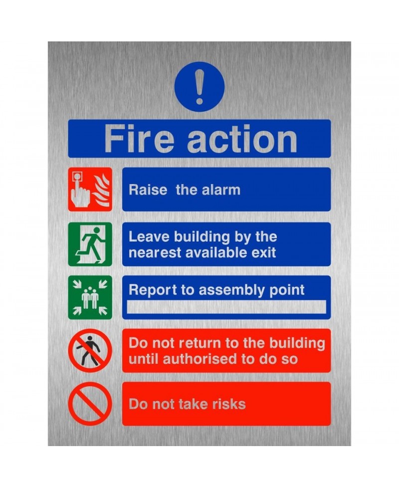 Raise The Alarm Brushed Aluminium Fire Action Sign
