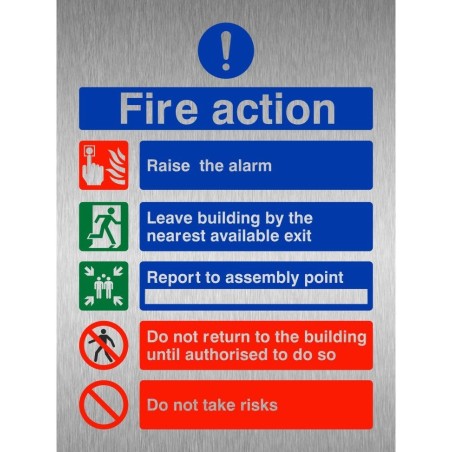 Raise The Alarm Brushed Aluminium Fire Action Sign