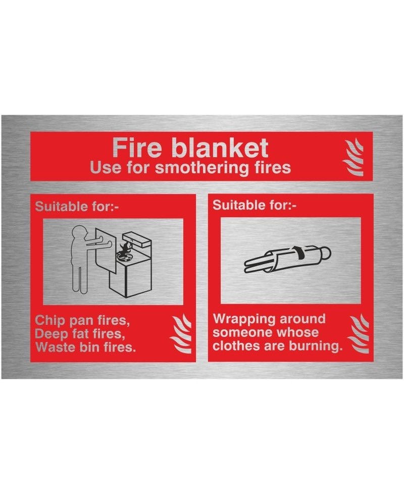 Fire Blanket Brushed Aluminium Sign